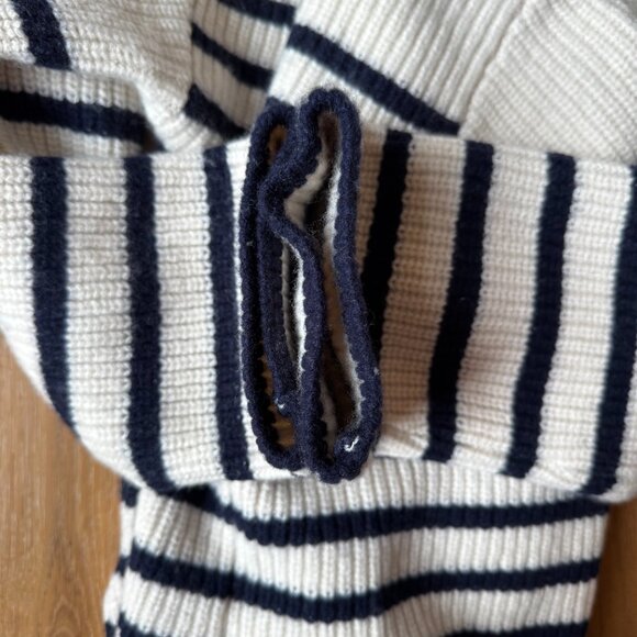 Rails Claudia Stripe Sweater Medium Mock Neck Ribbed Pullover knit Cream Navy - Picture 7 of 13